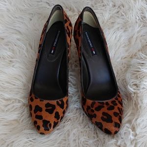 Leopard ponyhair heels banana republic mad men